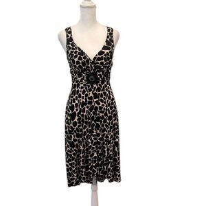 Enfocus Studio sz4 Elegant Black & Cream Animal Print Sleeveless high low Dress